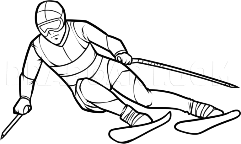 How To Draw A Skiing